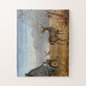 農場で大きな鹿が対決 ジグソーパズル (縦)