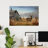 農場で大きな鹿が対決 ポスター (ホームオフィス)