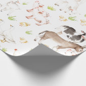 農場で手描きの水彩動物 ラッピングペーパー (角)