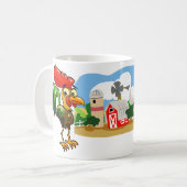 農場で操縦とオンドリ コーヒーマグカップ (正面左)