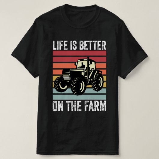 農場で暮らす方がいい - 農業愛好家 Tシャツ (デザイン正面)