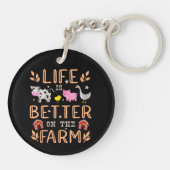 農場で生活がより良い可愛い動物の農家遠く キーホルダー (裏面)