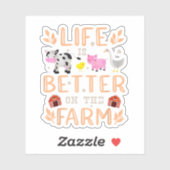 農場で生活がより良い可愛い動物の農家遠く シール (シート)