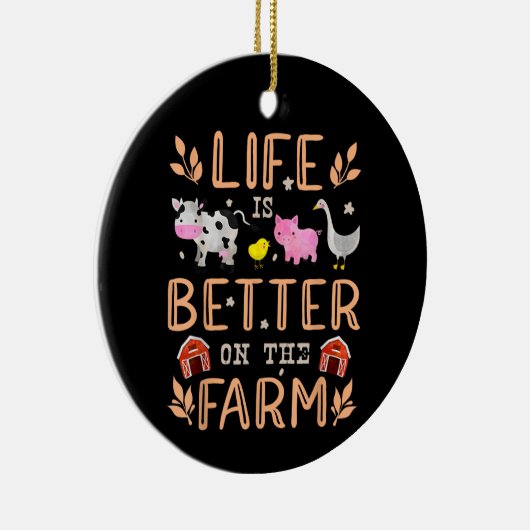 農場で生活がより良い可愛い動物の農家遠く セラミックオーナメント (右)
