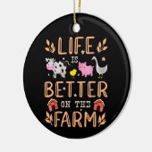 農場で生活がより良い可愛い動物の農家遠く セラミックオーナメント (左)