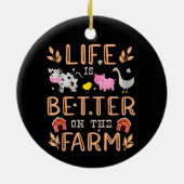 農場で生活がより良い可愛い動物の農家遠く セラミックオーナメント (裏面)
