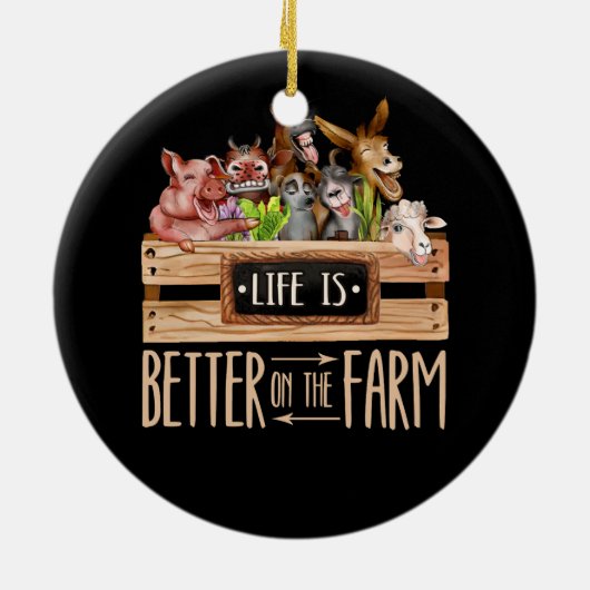 農場で生活が良い可愛い動物の国Fa セラミックオーナメント (裏面)