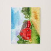 農場で美しい赤い納屋 ジグソーパズル (縦)