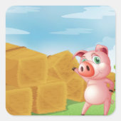 農場で豚を飼う スクエアシール (正面)