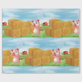 農場で豚を飼う ラッピングペーパー (フラット)