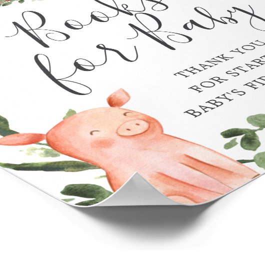 農場で赤ちゃんシャワーの本のベビー標識 ポスター (角)