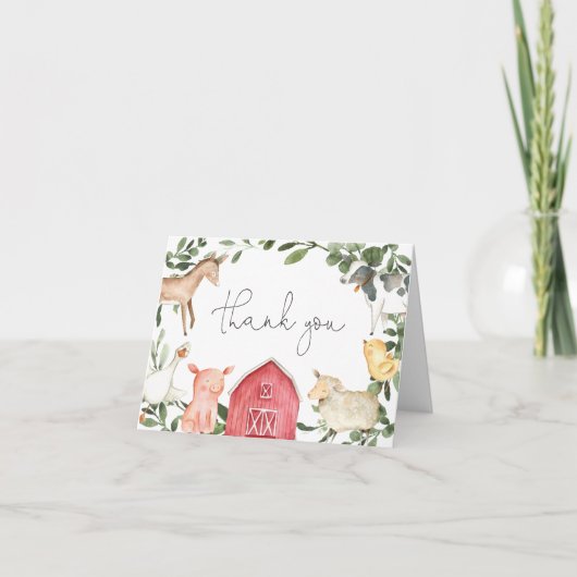 農場で赤ちゃんシャワーサンキューカード サンキューカード (正面)