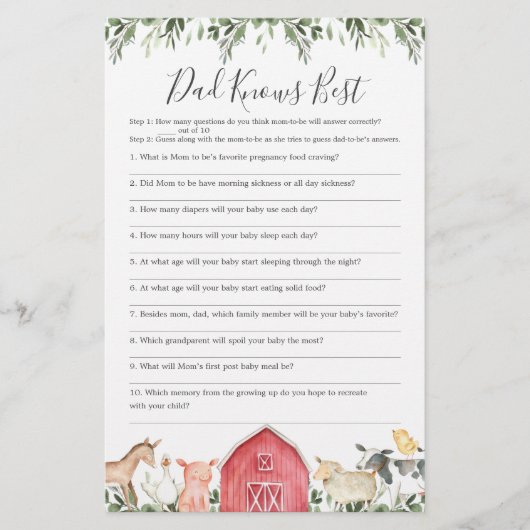 農場で赤ちゃんシャワーパパはゲームを知っ最高のている (正面)