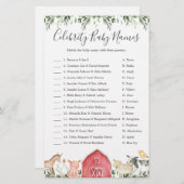 農場で赤ちゃんシャワー有名人赤ちゃんネームゲーム (正面/裏面)