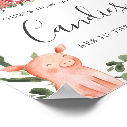 農場で赤ん坊のシャワーはキャンディーの数を推測 ポスター (角)