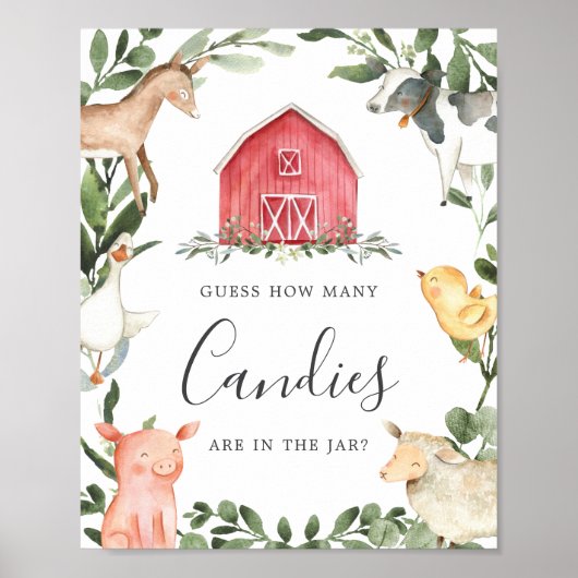 農場で赤ん坊のシャワーはキャンディーの数を推測 ポスター (正面)