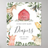 農場で赤ん坊のシャワーは、おむつ数を推測 ポスター (正面)