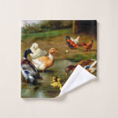 農場で鶏のアヒルとアヒル バスタオルセット (ウォッシュタオル)