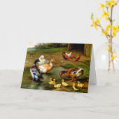 農場で鶏、アヒル、アヒル カード (黄色い花)