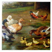 農場で鶏、アヒル、アヒル タイル (正面)