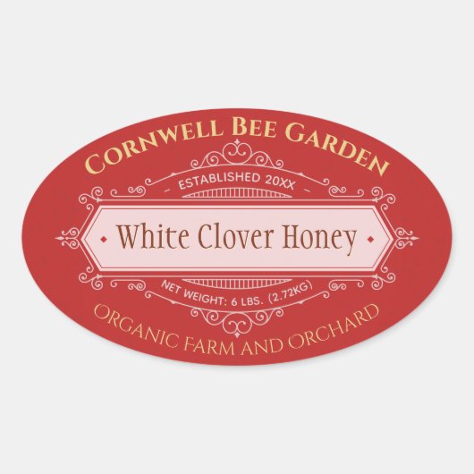 農場とオーチャードレッドハニージャー 楕円形シール (正面)