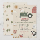 農場と動物の誕生日招待状 招待状 (正面/裏面)