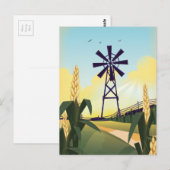 農場と風車 ポストカード (正面/裏面)