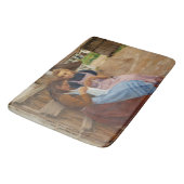 農場に座って針仕事をしている二人の女の子 バスマット (アングル)