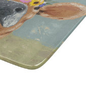 農場のおもしろい-花の王冠を持つ牛 カッティングボード (角)