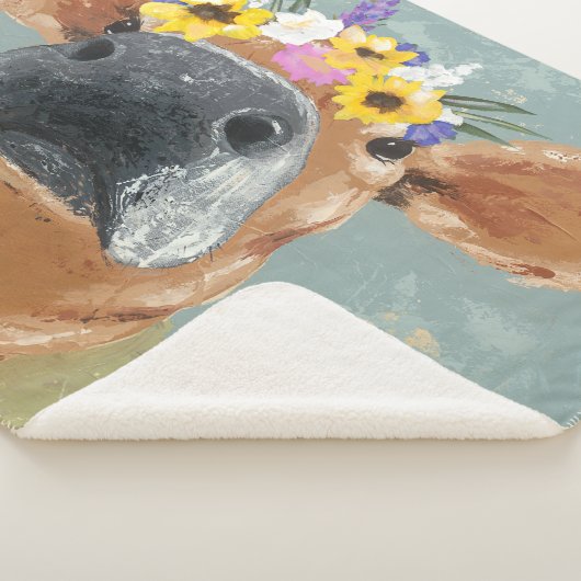 農場のおもしろい-花の王冠を持つ牛 シェルパブランケット (3/4)