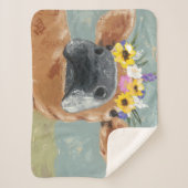 農場のおもしろい-花の王冠を持つ牛 シェルパブランケット (正面)