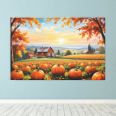 農場のカボチャ キャンバスプリント (インサイチュ (ウッドフロア))