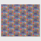 農場のクリスマスにピックアップトラックに乗る犬 ラッピングペーパー (フラット)