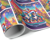 農場のクリスマスにピックアップトラックに乗る犬 ラッピングペーパー (ロールコーナー)