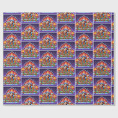 農場のクリスマスに飾られた漫画の馬 ラッピングペーパー (フラット)