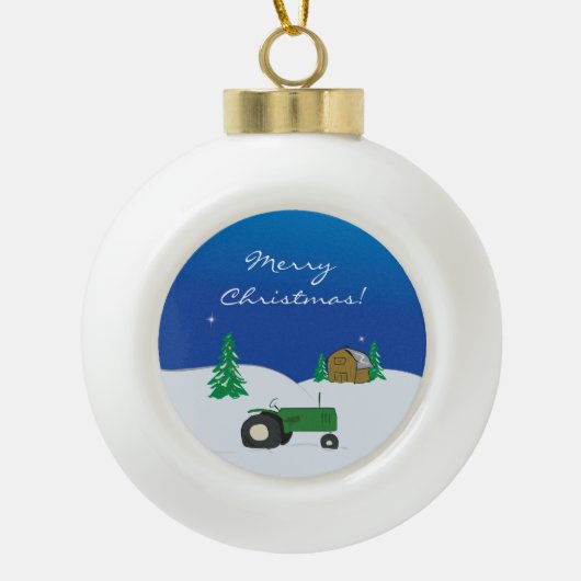 農場のクリスマスのオーナメント セラミックボールオーナメント (正面)