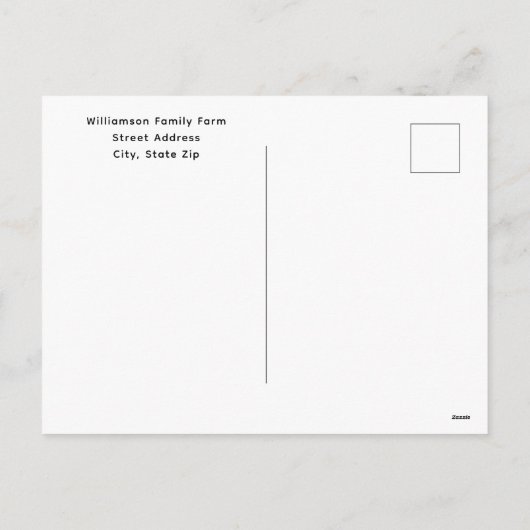 農場のクリスマスパーティー ラスティックホリデーパーティーの招待状 シーズンポストカード (裏面)