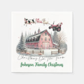 農場のクリスマス スタンダードカクテルナプキン (正面)