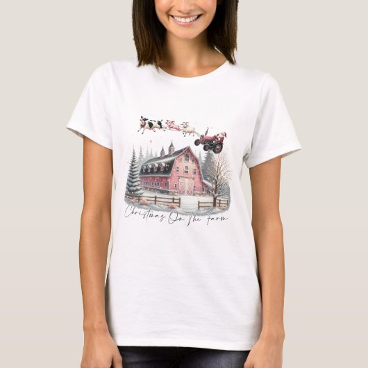 農場のクリスマス、メリークリスマス Tシャツ (正面)