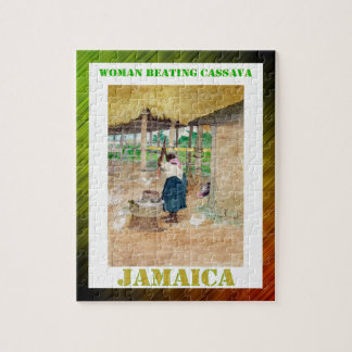 農場のジャマイカの女性の打つカッサバ ジグソーパズル