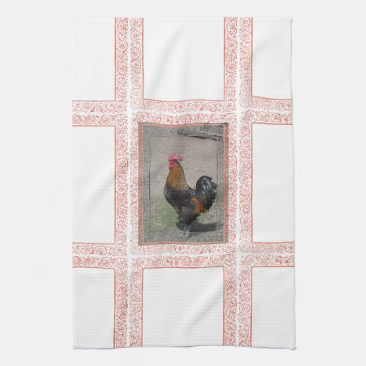 農場のテーマのオンドリの皿タオル キッチンタオル (縦)