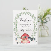 農場のテーマのベビーシャワーのサンキューカード 招待状 (スタンド正面)