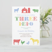 農場のテーマ3歳の誕生日パーティー 招待状 (スタンド正面)