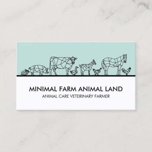 農場のニワトリ ヤギ ウシ ウサギ ロバ 豚 名刺 (正面)