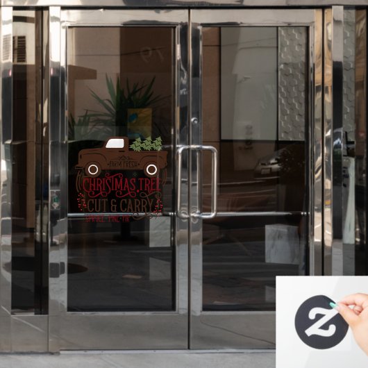 農場のフレッシュなクリスマスツリーの販売業 ウィンドウサイン (オフィスドア)