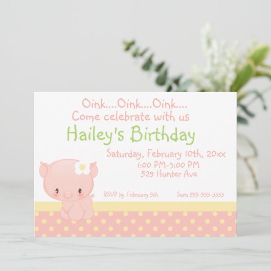 農場のブタの誕生日の招待状を騙します 招待状 (スタンド正面)