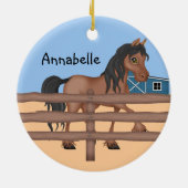 農場のブラウンそして黒い馬 セラミックオーナメント (裏面)