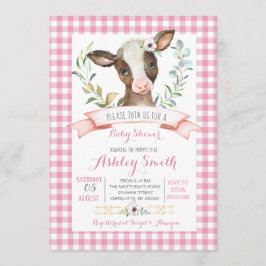 農場のベビーシャワーの誘いのピンクガール 招待状