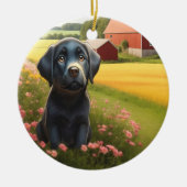 農場のラブラドール・レトリーバー セラミックオーナメント (正面)