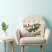 農場のヴィンテージの鶏のプリントのオンドリそして雌鶏 ランバークッション (椅子)